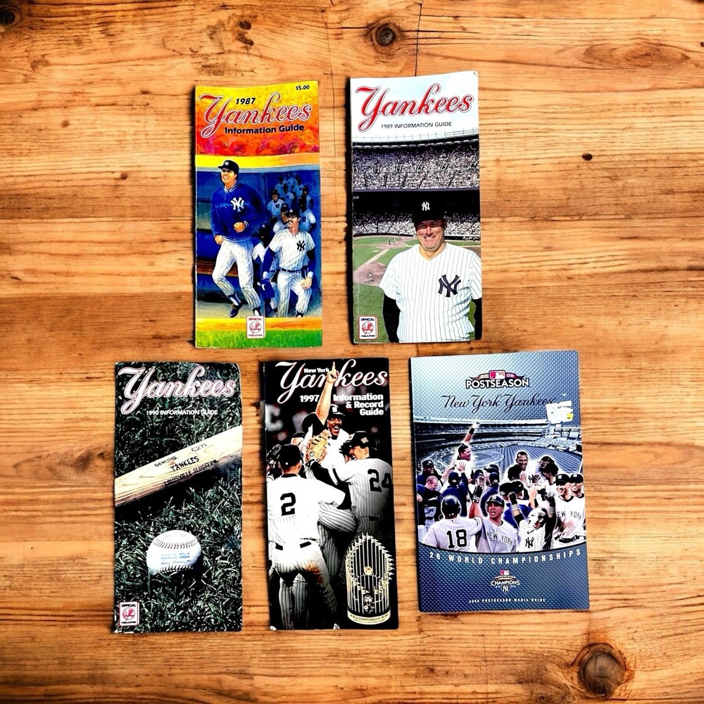 5 Vintage NY Yankees MLB Baseball Media Guides 1987, 1989, 1990, 1997, 2009